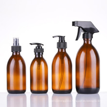 Refillable manual 500ml amber glass liquid hand soap dispenser pump spray bottle 16oz